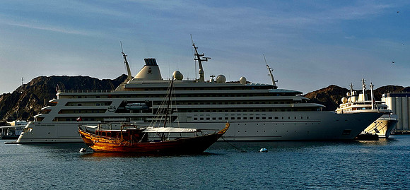 Sultans yaht and fishing boat